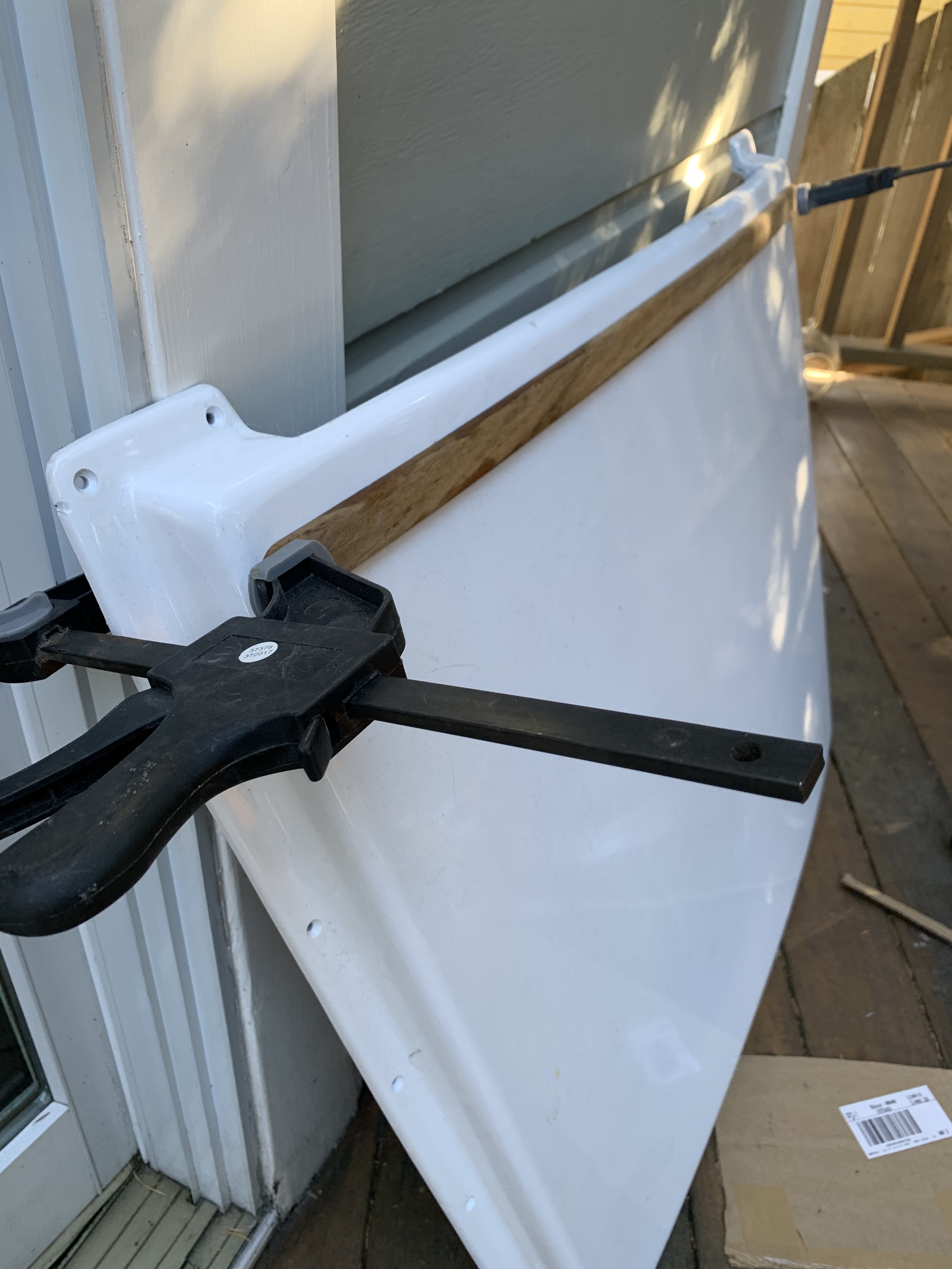 Steam bending misc. teak trim "Bold Flight"