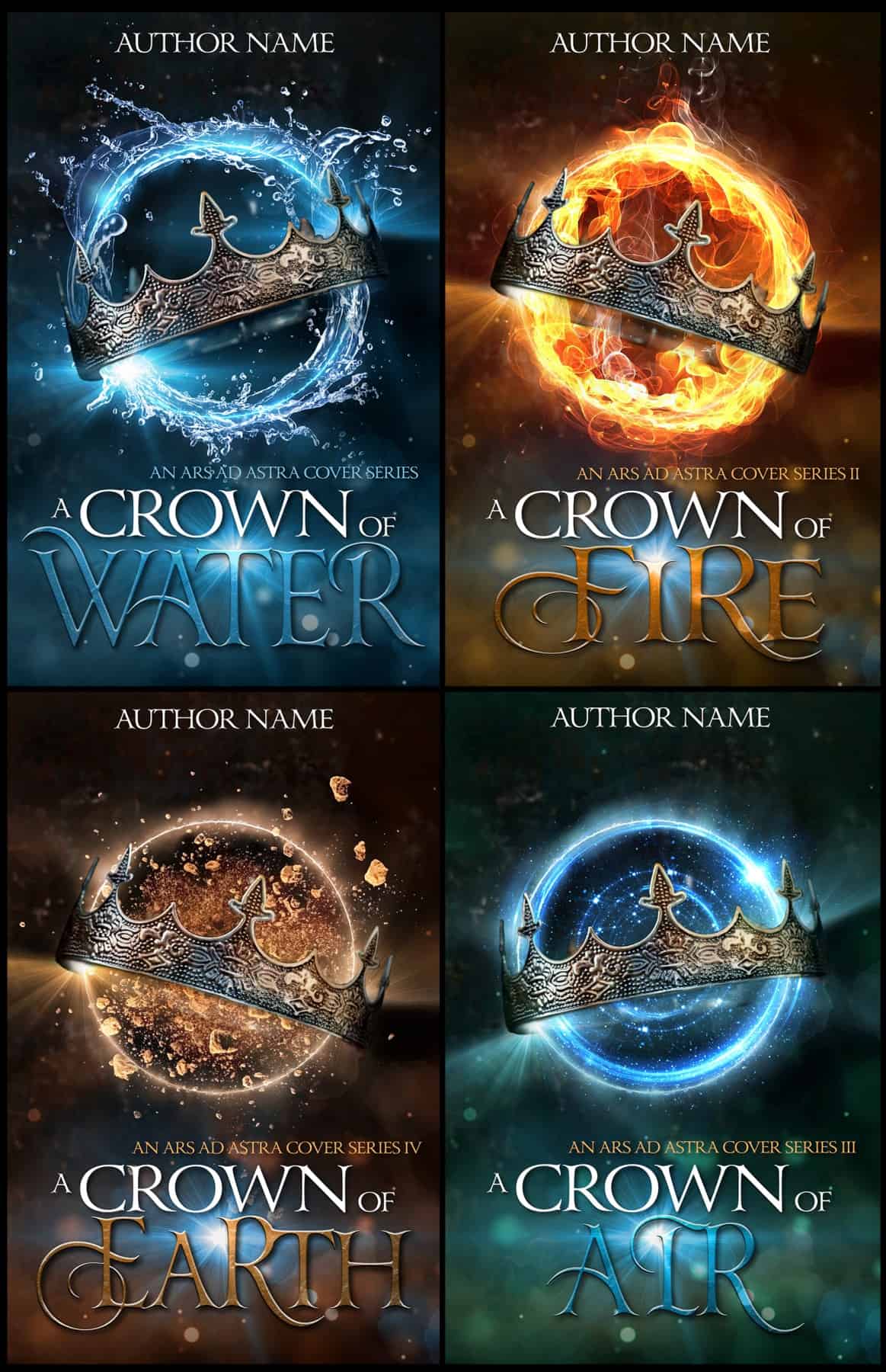 FOUR ELEMENTS FANTASY COVER BUNDLE, Water, Fire, Earth, Air; Fantasy