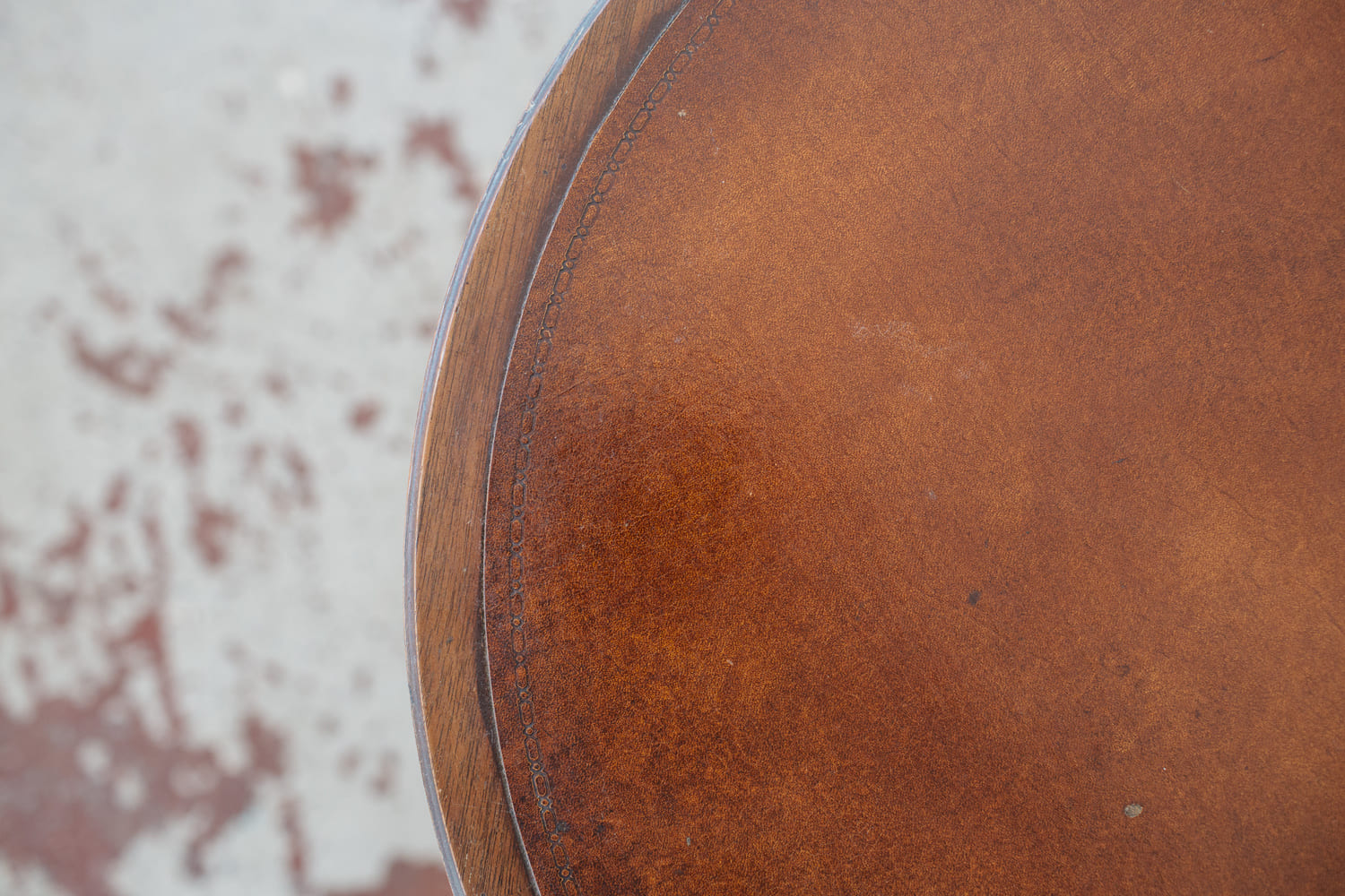 Leather Top Round Side Table The Borrowed Branch
