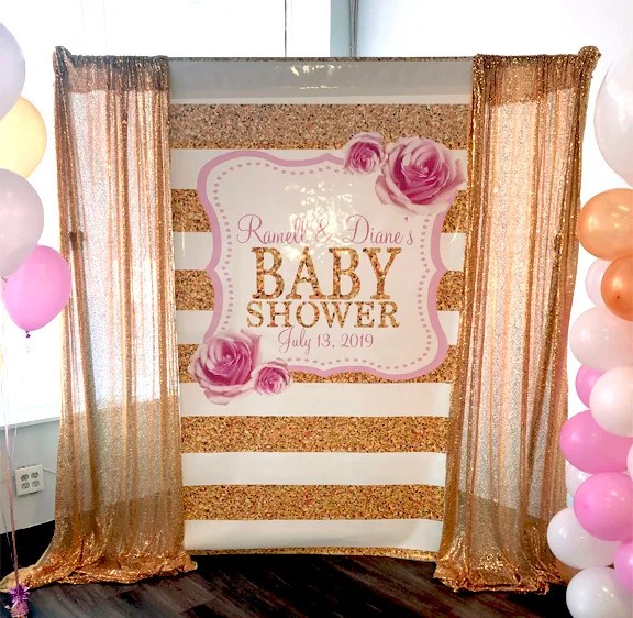 Gold Baby Shower Backdrop Step & Repeat The Brat Shack