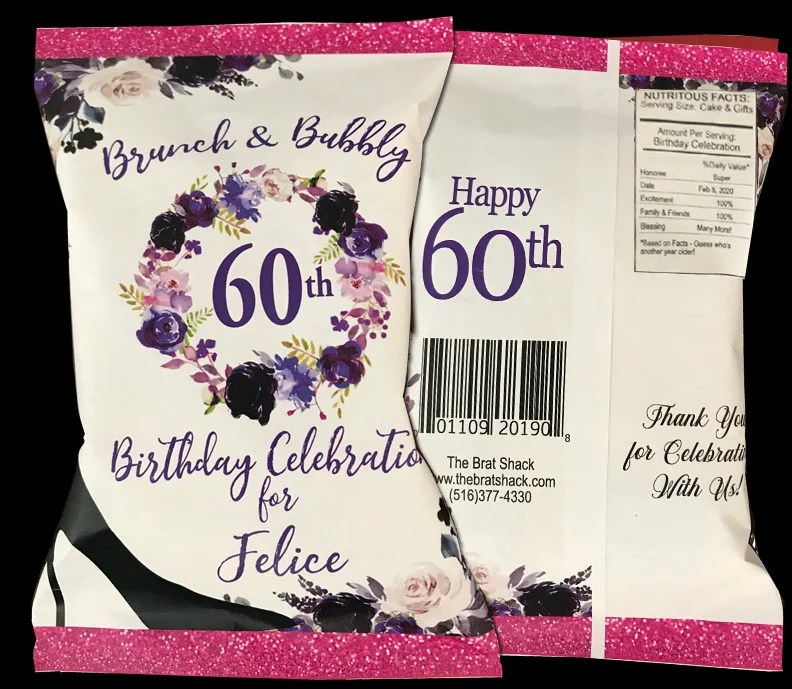 Flower Wreath Party Favor Chip Bags for Birthday The Brat Shack, NY