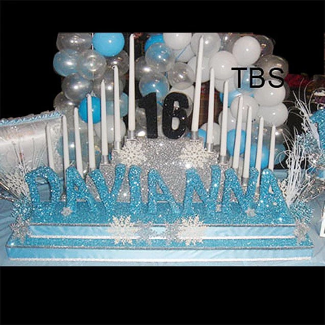 Winter Wonderland Themed Elevated Candelabra with Name The Brat Shack