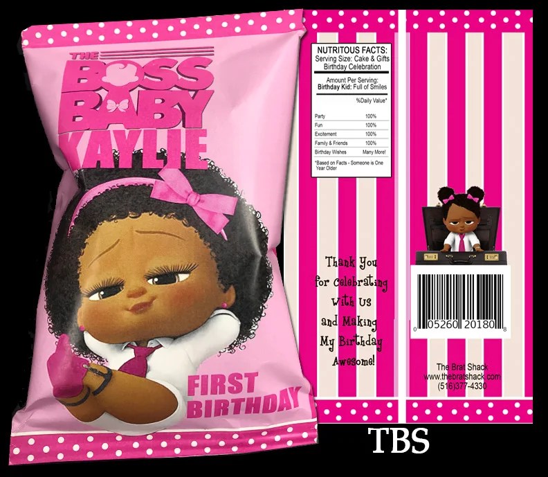 BOSS GIRL BABY Party Favor Chip Bags The Brat Shack, NY