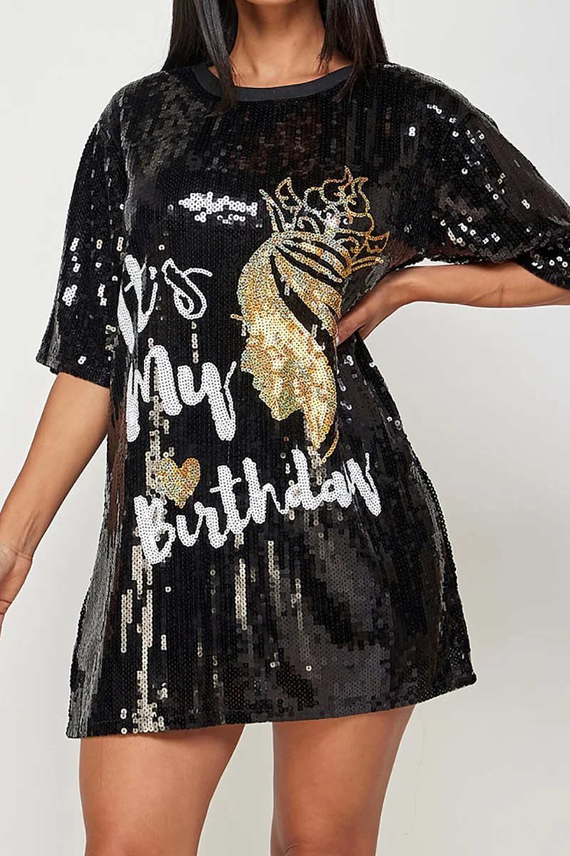 Birthday Queen sequin shirt Dresses Images 2022