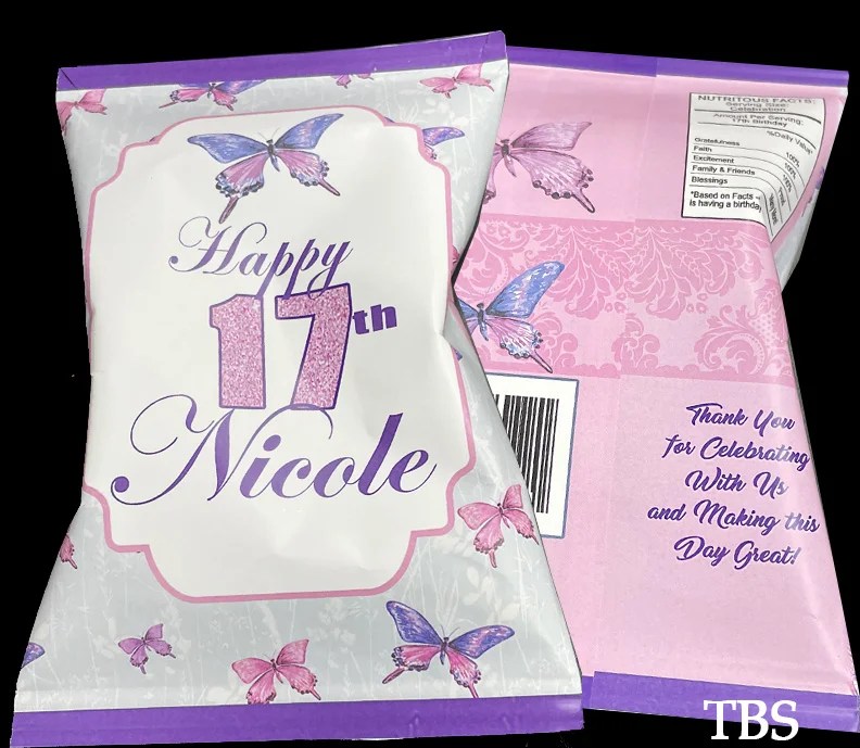 Butterfly Party Favor Chip Bags The Brat Shack, NY