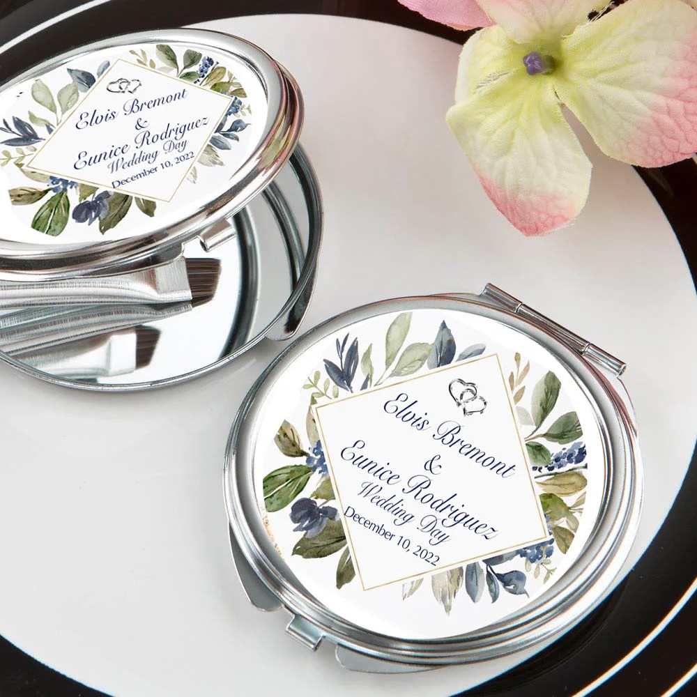 Blue Flowers Mirror Compact Favor The Brat Shack Party Store
