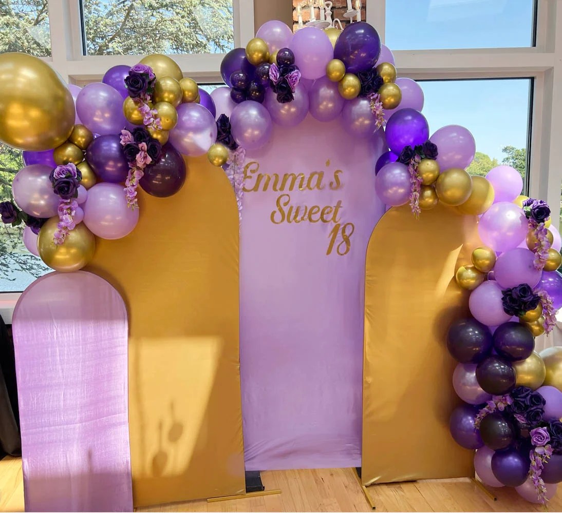 Wall Panel Backdrop with Balloon Garland and Flowers The Brat Shack