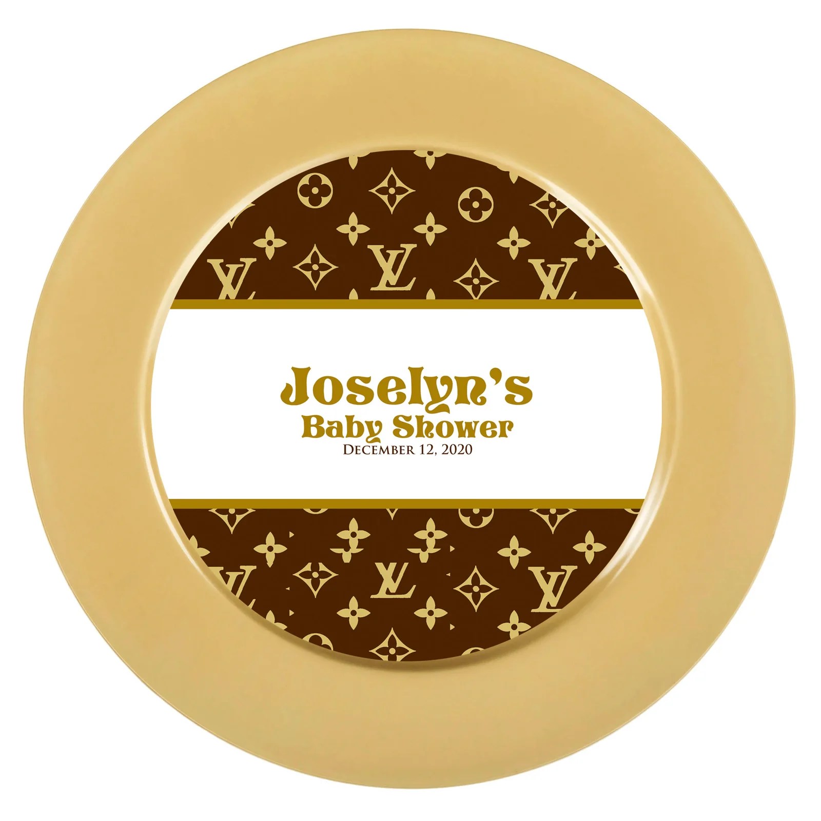 LV Louis Vuitton inspired Plate Charger Insert The Brat Shack Party Store