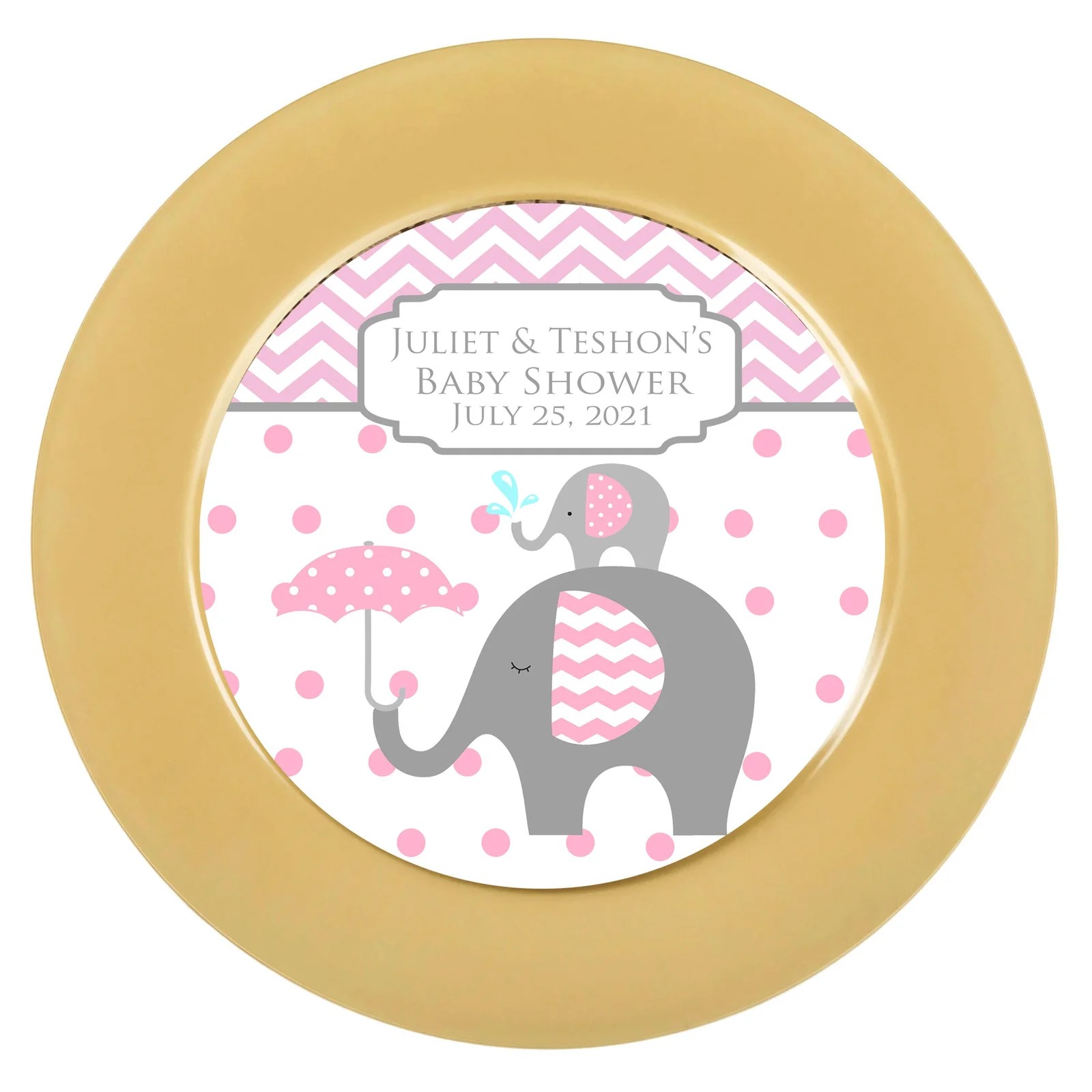 Elephant Baby & Mommy Baby Shower Plate Charger Insert The Brat Shack