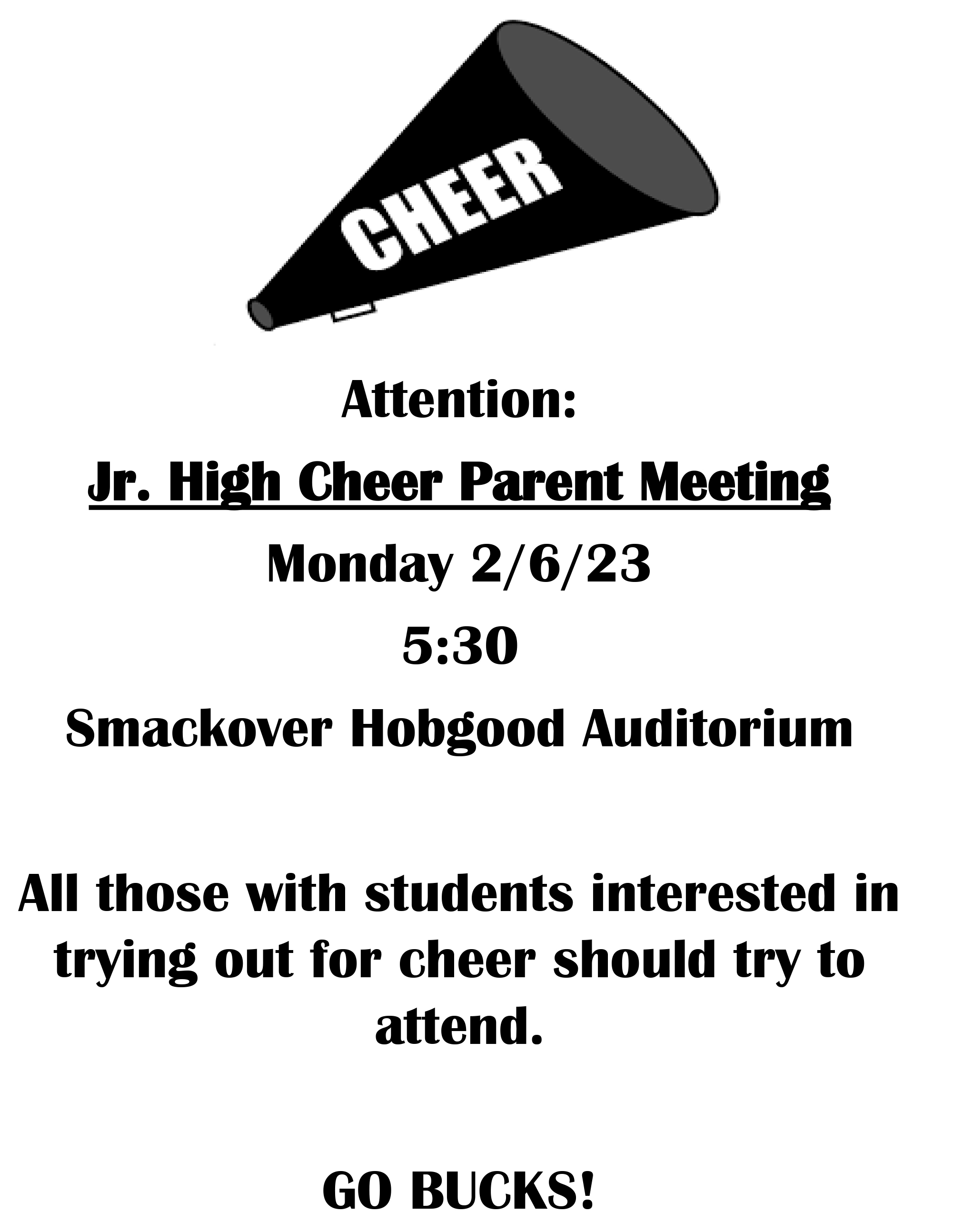 Junior High Cheer Parent Meeting Scheduled The Buckaroo Blog
