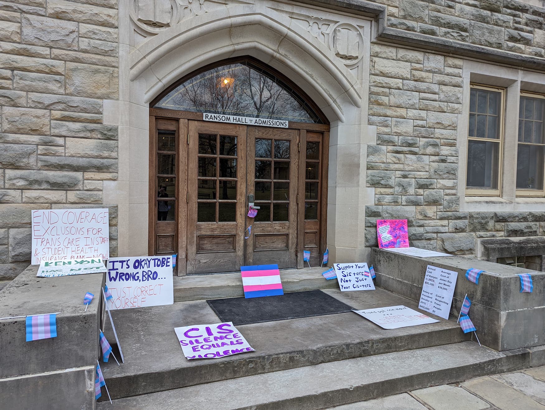 Kenyon College students deliver a list of demands to college president