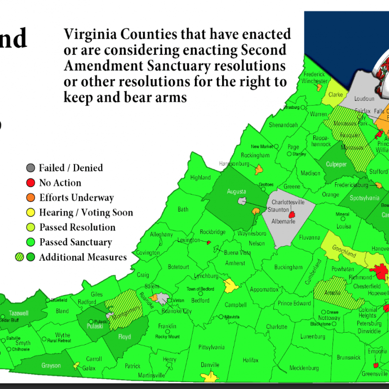 Map Of Virginia Counties 2020 Latest map of Virginia 2A sanctuary cities and counties 1/8/20 The