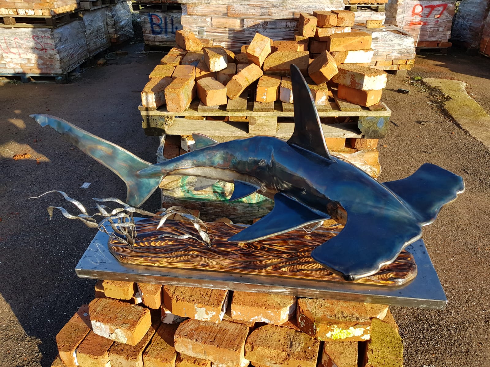 Metal Hammerhead Shark Sculpture The Bunker Art Gallery