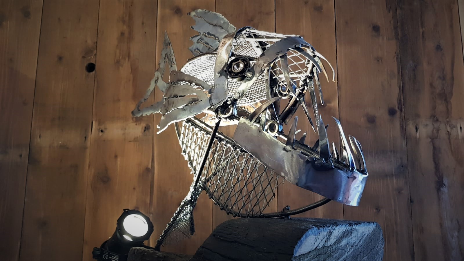 Metal Deep Sea Fish Sculpture and Lamp The Bunker Art Gallery