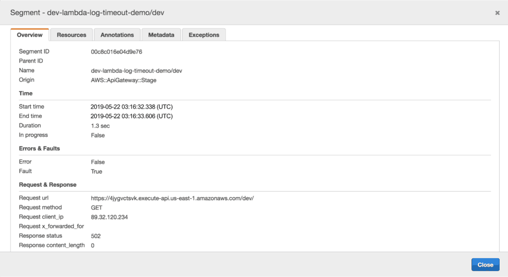 How to log timed out Lambda invocations
