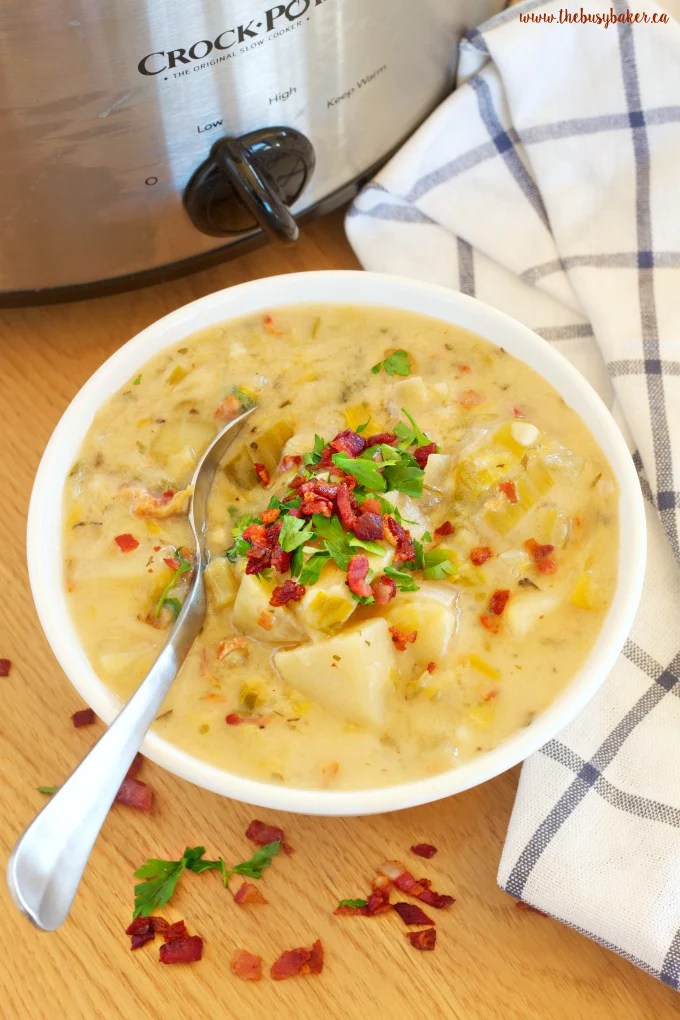 Crock Pot Potato Bacon Leek Soup (Slow Cooker) The Busy Baker