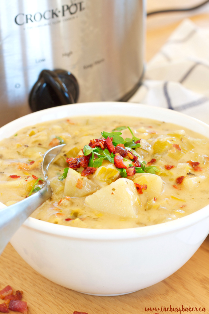 Crock Pot Potato Bacon Leek Soup (Slow Cooker) The Busy Baker