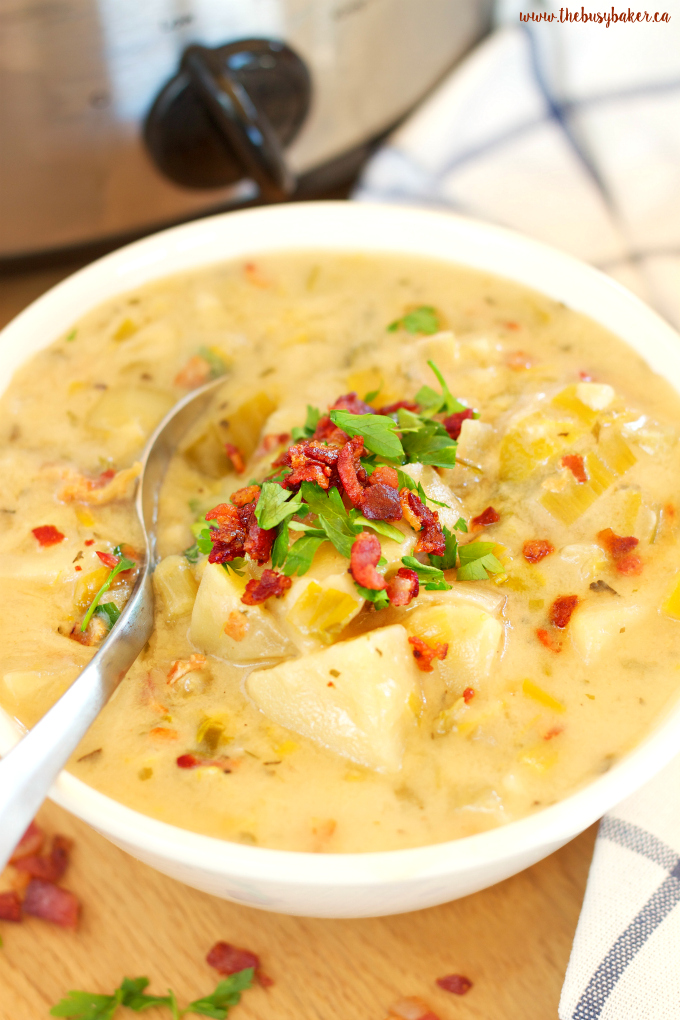 Crock Pot Potato Bacon Leek Soup (Slow Cooker) The Busy Baker