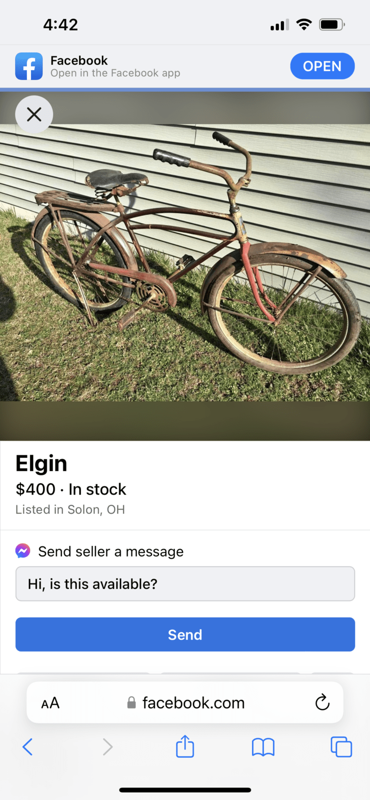 FB 1938? Murray Elgin 400 Cle Oh Stuff on eBay, Craigslist