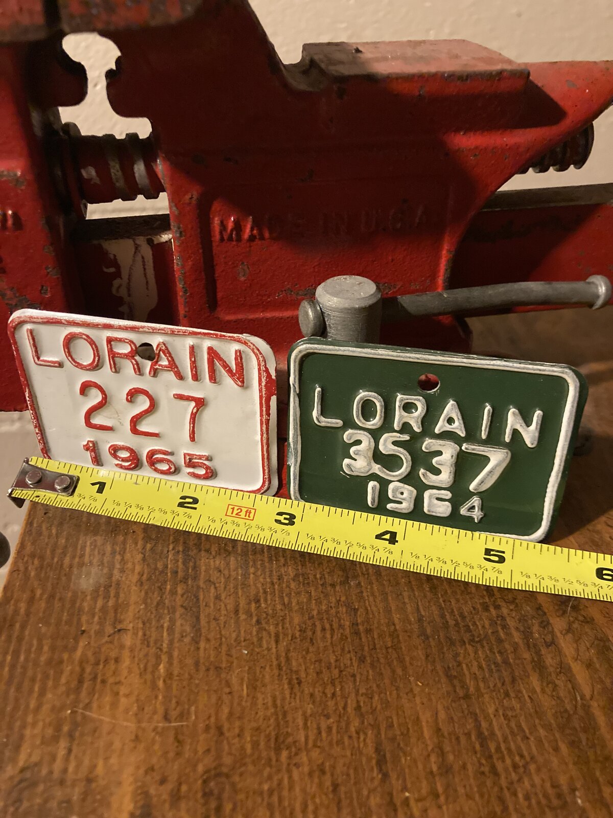 Withdrawn Lorain, Ohio 1964 1965 bicycle plate registration pair