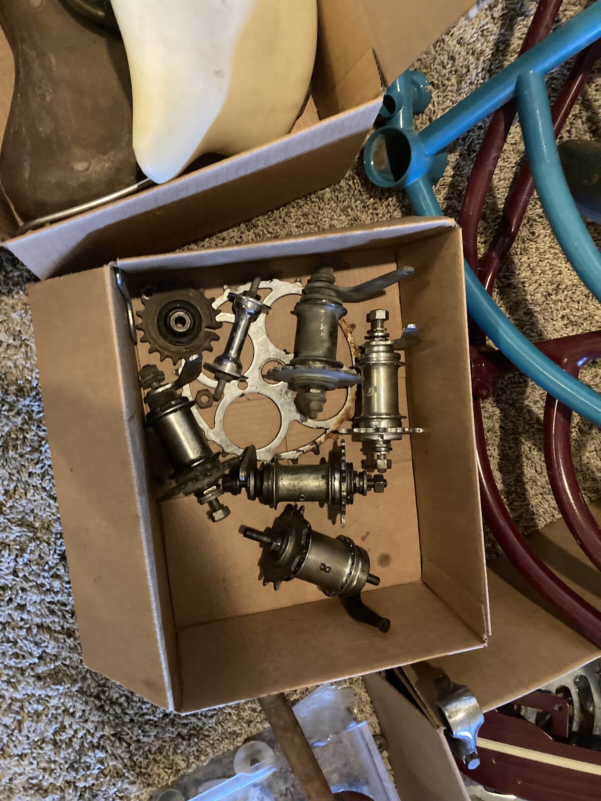 Three skiptooth bikes and a HUGE parts pile! Sell Trade Bicycle Parts, Accessories