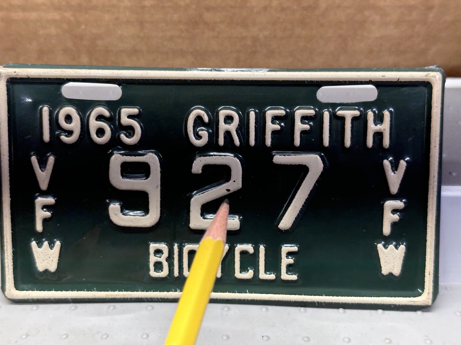 Withdrawn VFW 19641965 Griffith Indiana vintage Bicycle license