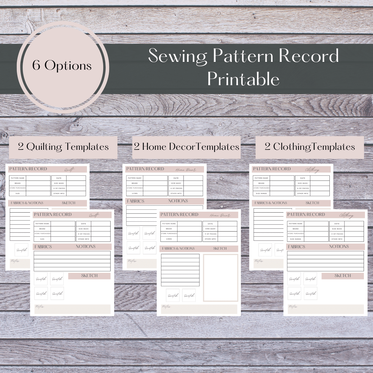 Sewing Pattern Record Card Printable