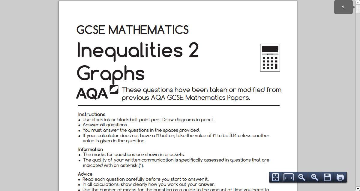 Inequalities 2 Graphs Booklet Now Available