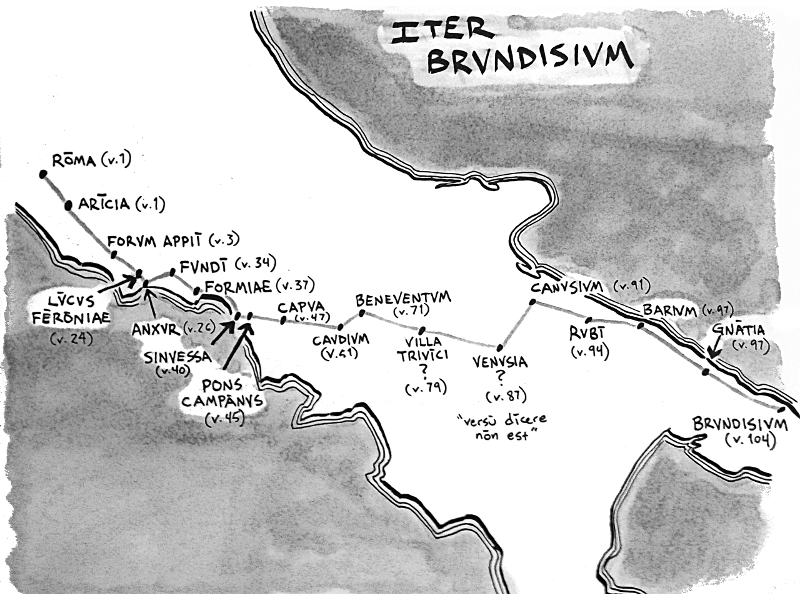 Brundisium In Italy Map Iter Brundisium (Horace, Sermones 1.5) the CAMPVS