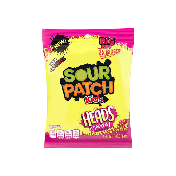 SOUR PATCH KIDS HEADS 2 FLAVORS IN 1 BAG 141G The Candyland
