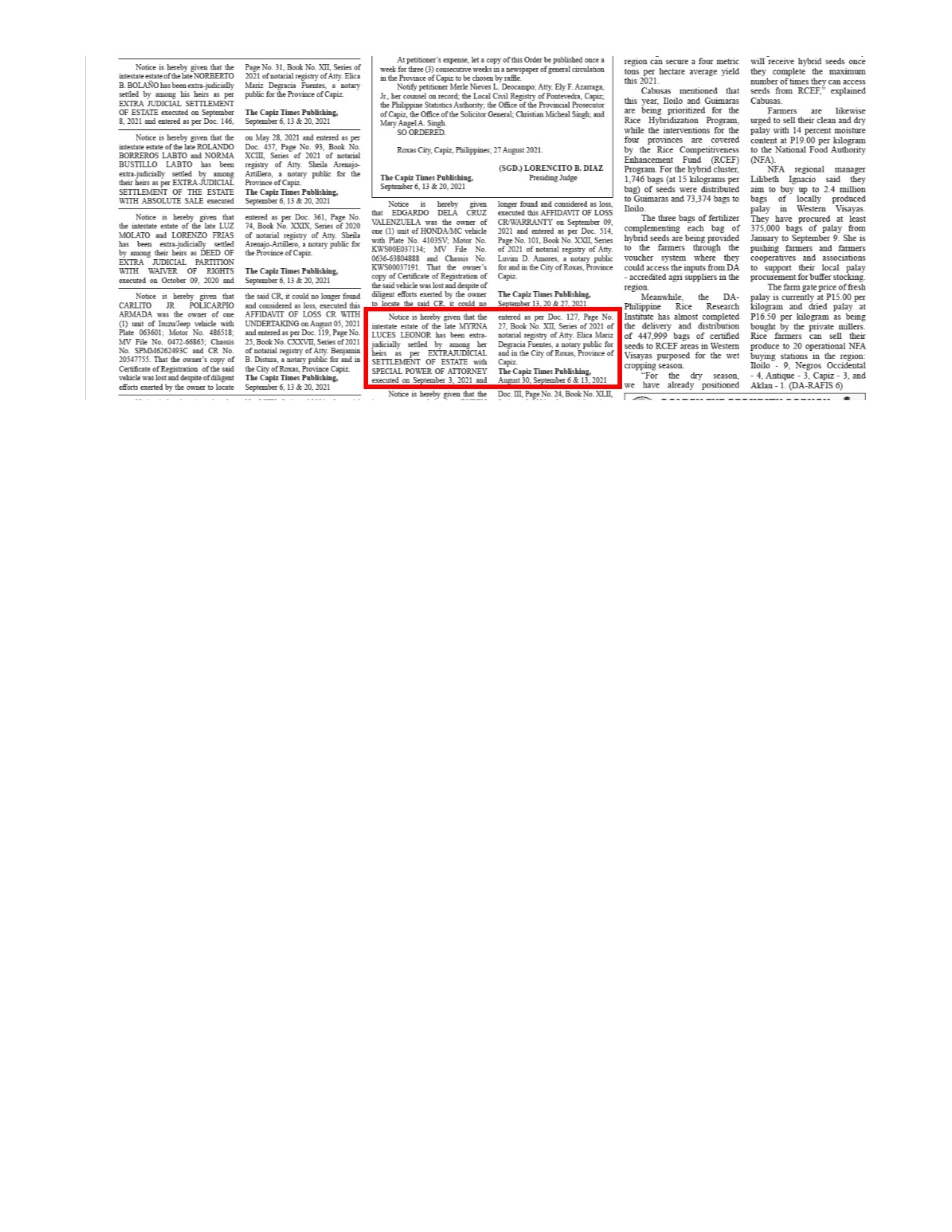 » EXTRAJUDICIAL SETTLEMENT OF ESTATE with SPECIAL POWER OF ATTORNEY