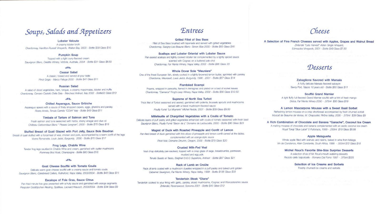 Celebrity Constellation Menus