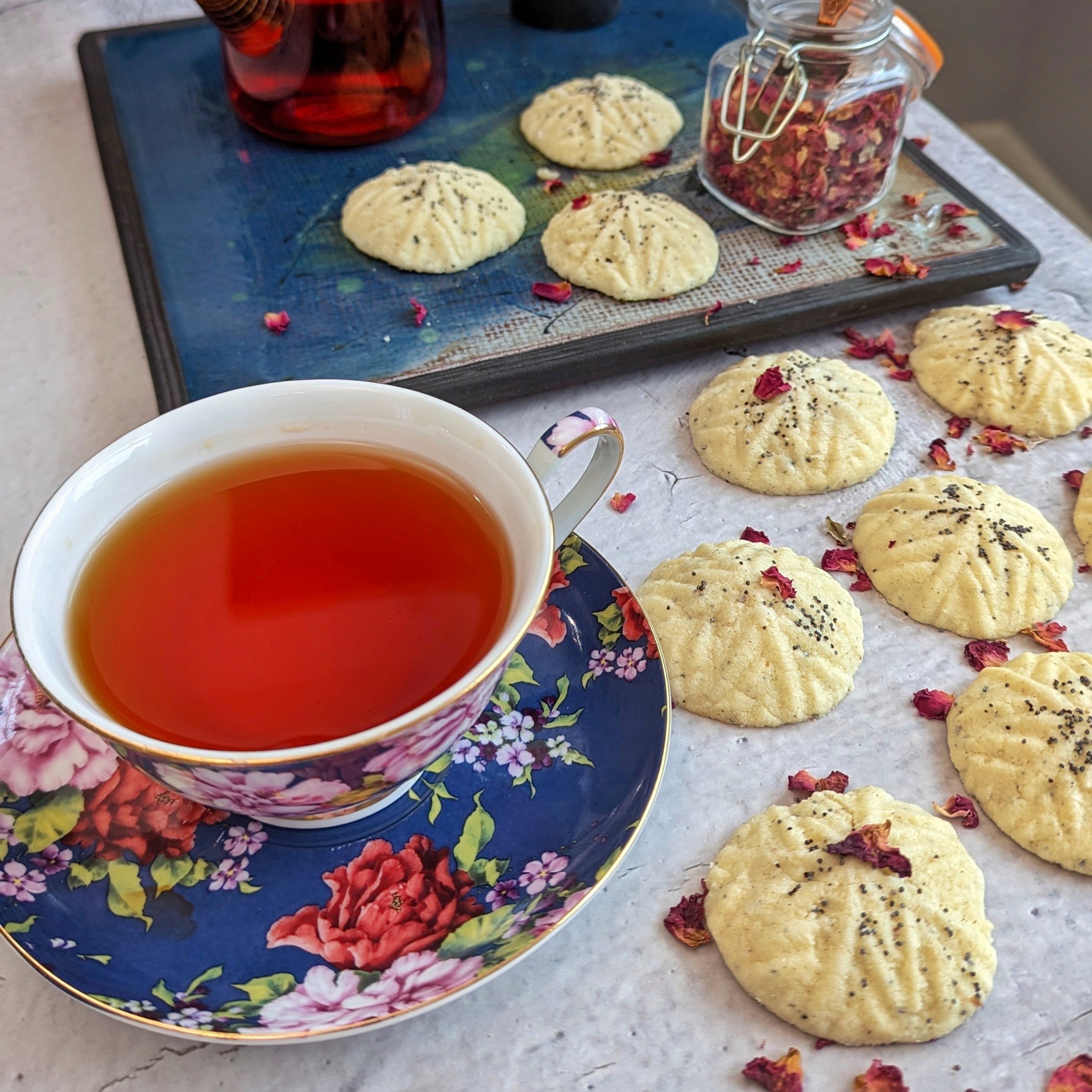 Naane Berenji Rice flour, rose water cookies with poppy seeds The