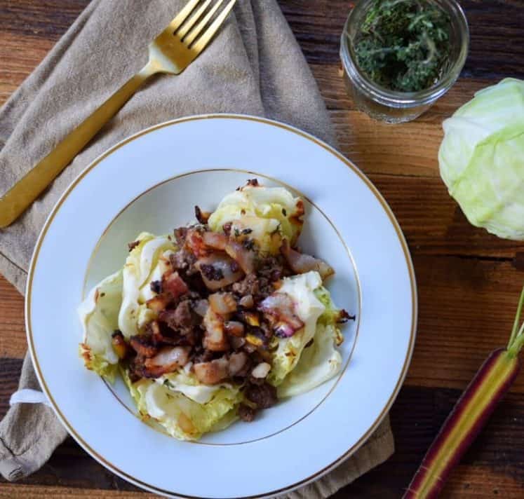 Bacon and Beef Stuffed Cabbage (Keto, Paleo, Whole30)