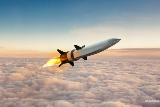 A Hypersonic Air-breathing Weapons Concept missile in seen in an artist's conception.