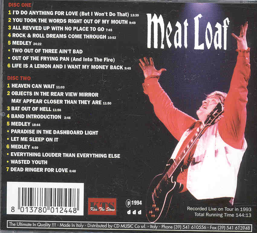 Meat Loaf To Hell And Back ( 2 CD SET ) ( Live On Tour 1993 ) ( KTS ) Thecdbunker