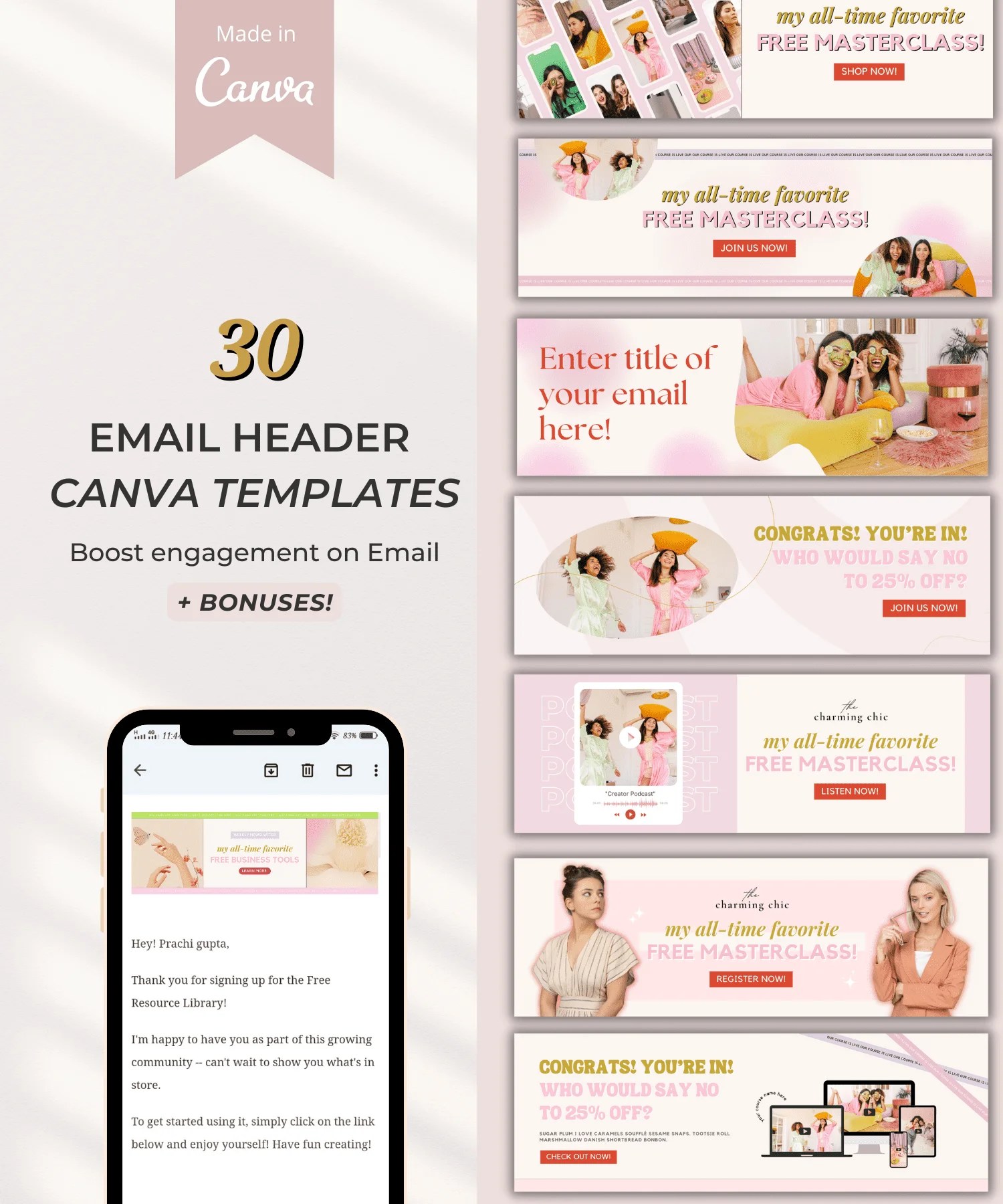 Email Header Canva Templates The Charming Chic