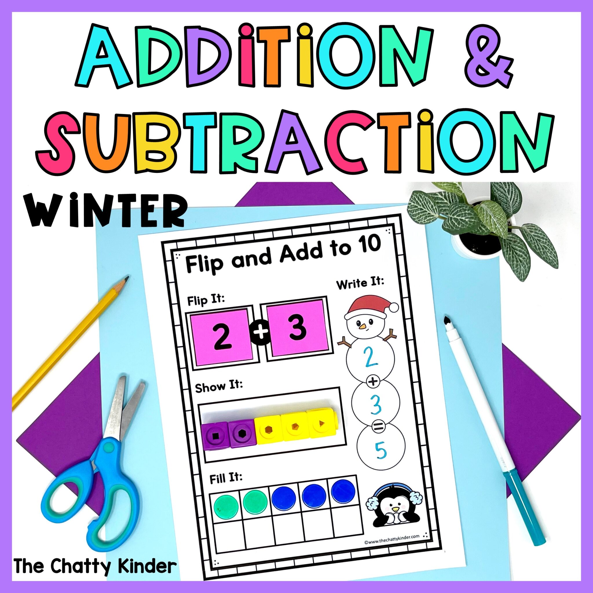 Addition and Subtraction Mats (Winter Math Activities) The Chatty Kinder