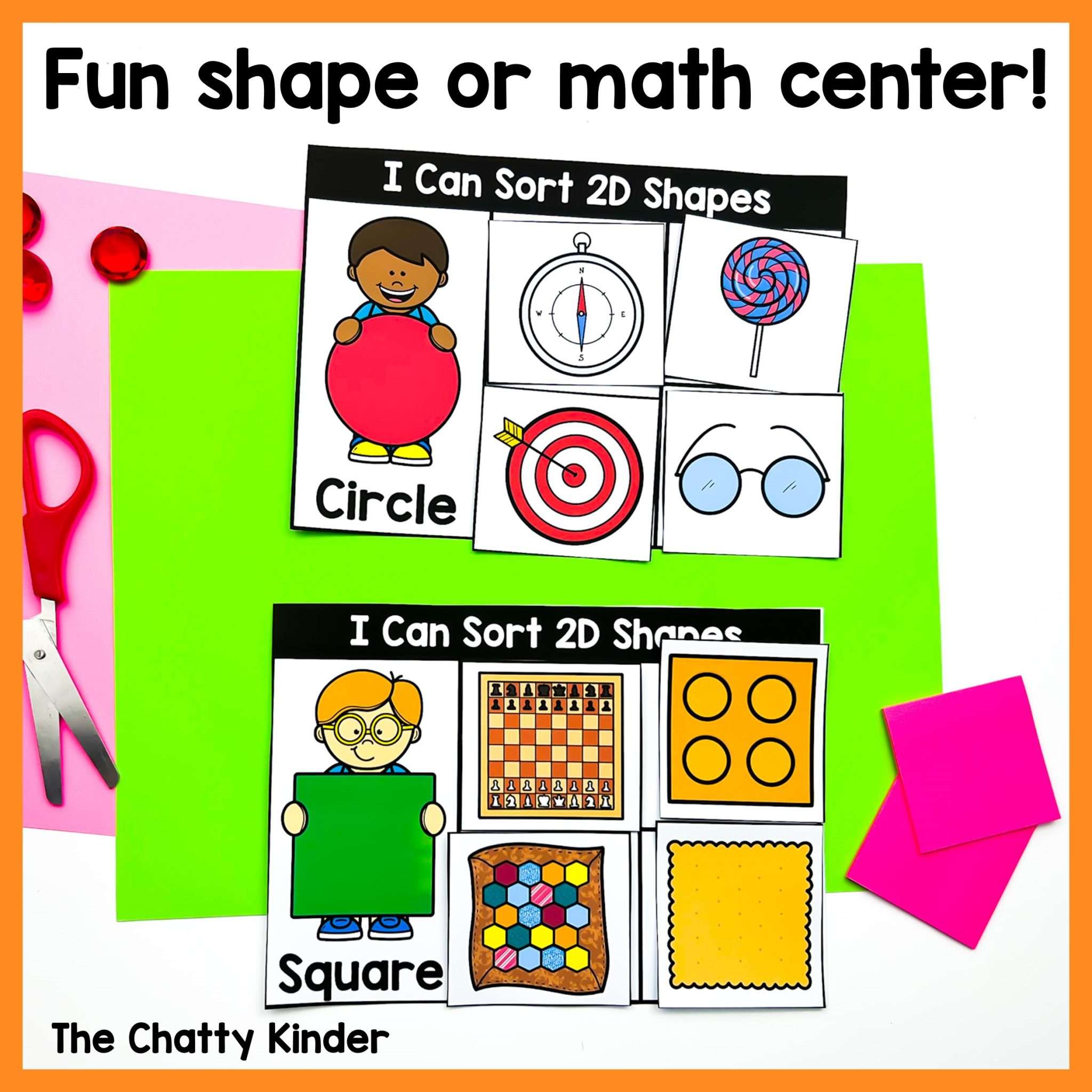 2D Shape Sorting Mats Back to School Kindergarten Math Center The