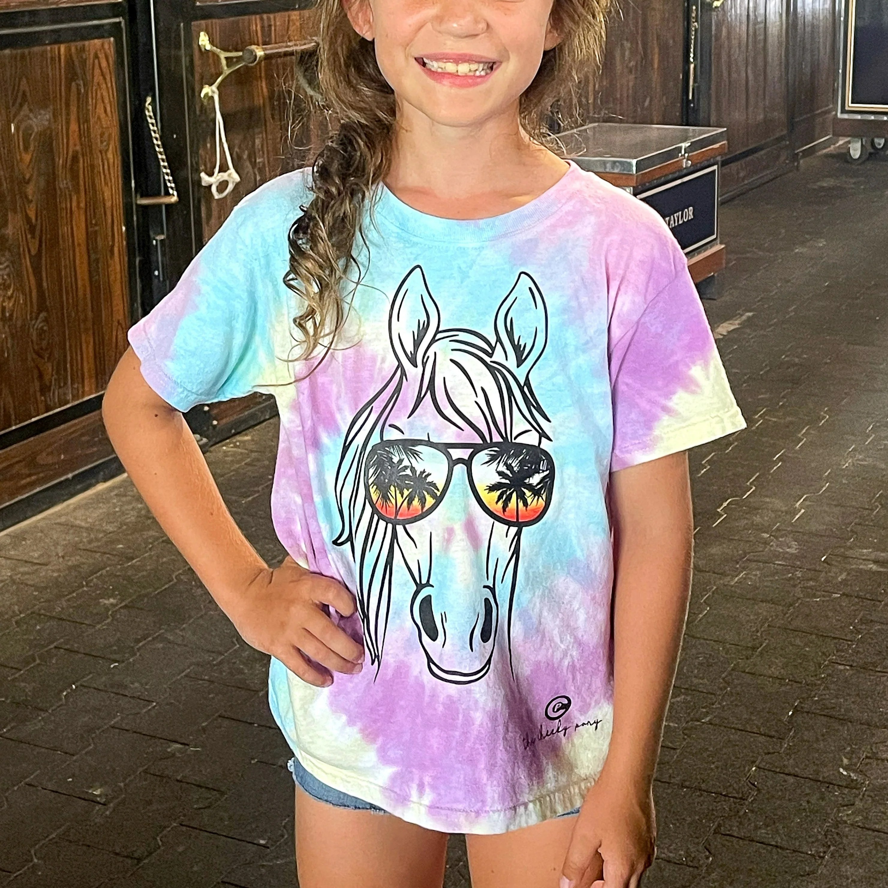 Horse in Shades Tie Dye The Cheeky Pony Co