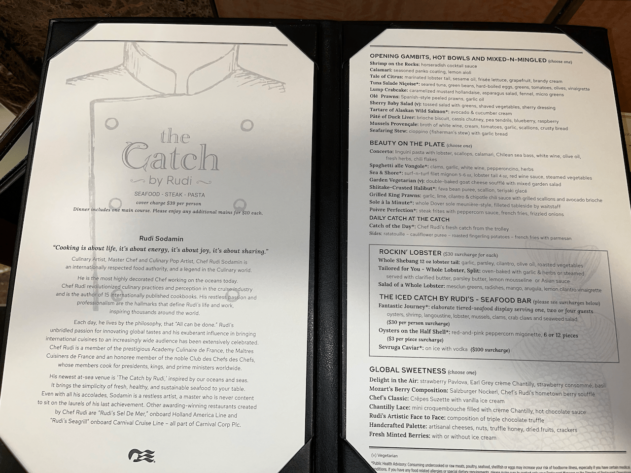 Specialty restaurant menus on Majestic Princess The Chill Cruiser