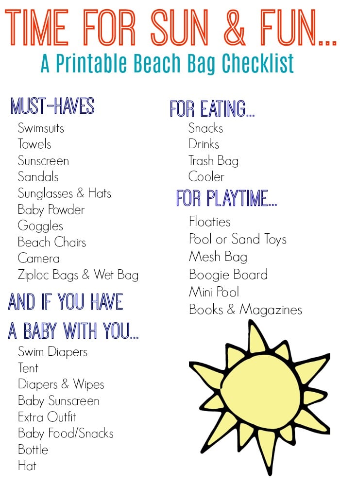 Printable Beach Bag Checklist The Chirping Moms