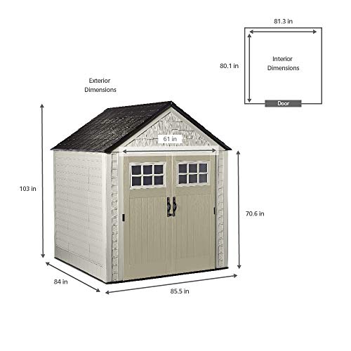 Rubbermaid Outdoor Storage Shed, 7X7, Sandstone The Clean Backyard