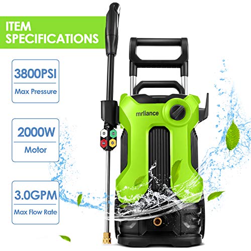 mrliance Electric Pressure Washer, 3800PSI 2.8GPM Power Washer, 1800W High Pressure Washer