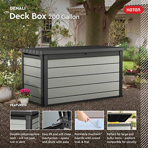 Keter Denali 200 Gallon Resin Large Deck and Storage for Patio Furniture