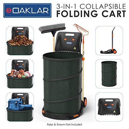 OAKLAR 42 Gallon Collapsible Trash Can, Yard Waste Container & Leaf Bag