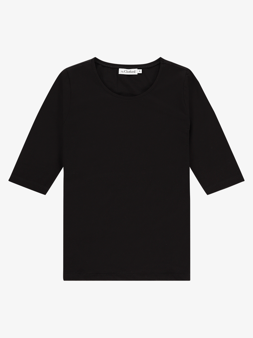 Dames T Shirt Zwart Organische Katoen Ronde Hals 1/2 Mouw - Atlanta - The Clothed