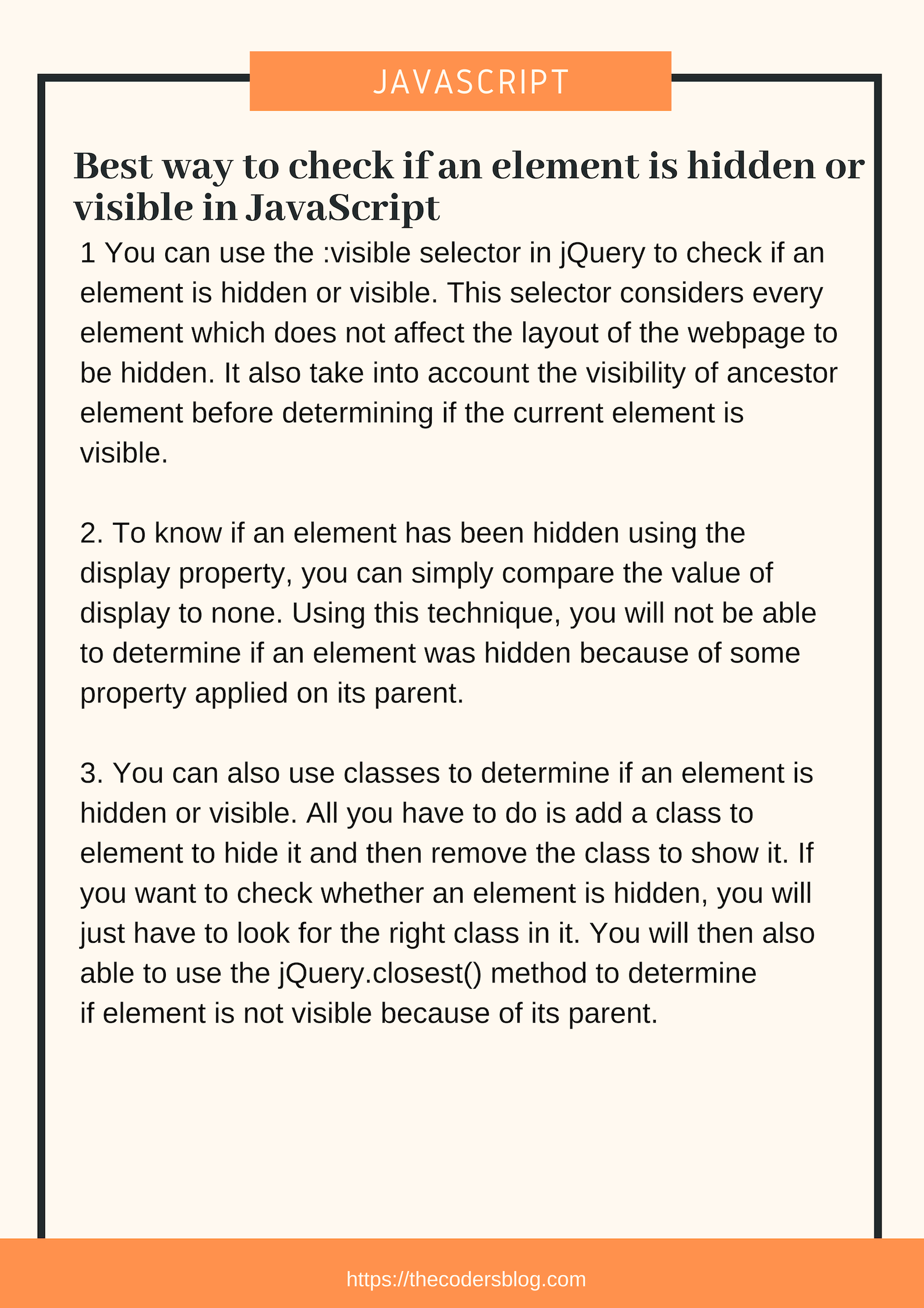 Best way to check if an element is hidden or visible in JavaScript