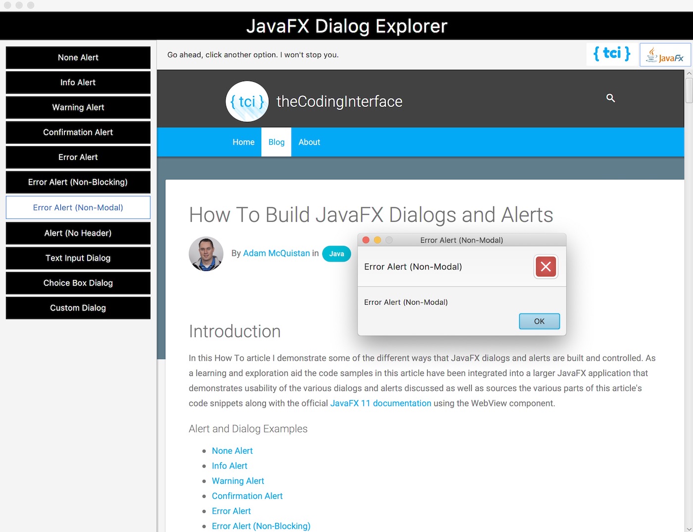 How To Build JavaFX Dialogs and Alerts The Coding Interface