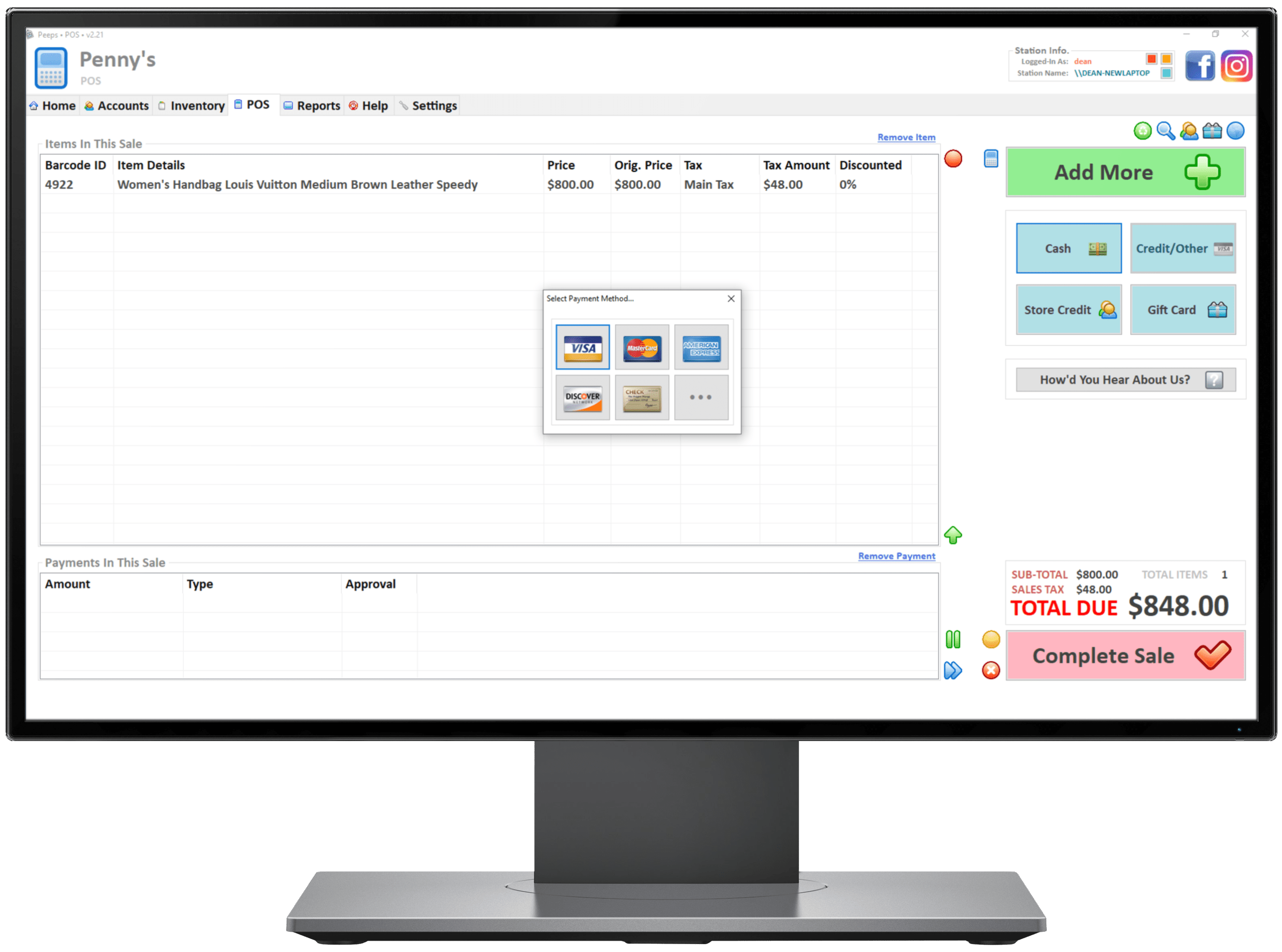 Consignment Credit Card Processing • Peeps' Software